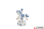 bomboniera unicorno porcellana led celeste