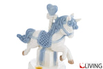 bomboniera unicorno porcellana led celeste