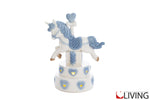 bomboniera unicorno porcellana led celeste