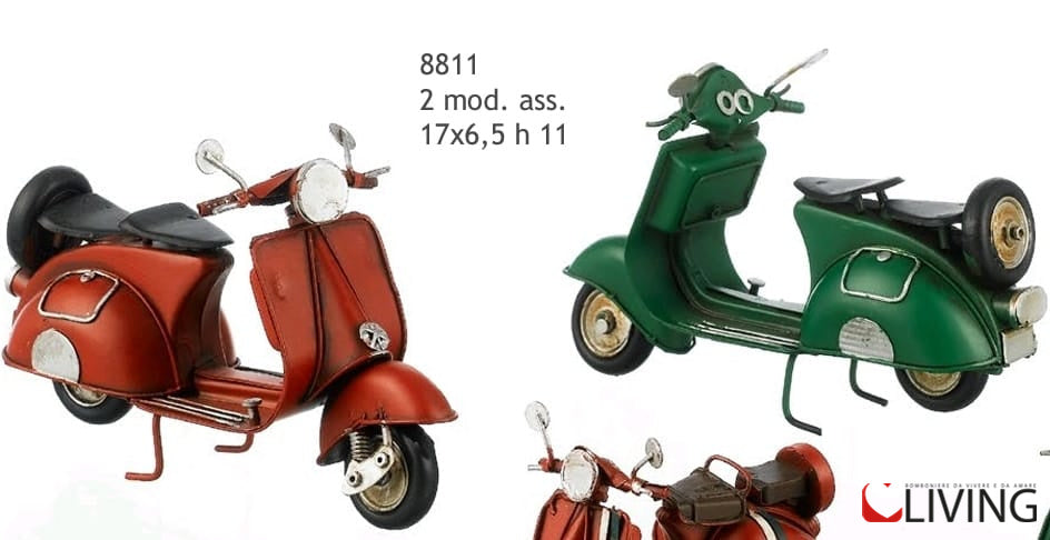 bomboniera vespa rossa e verde vintage in metallo
