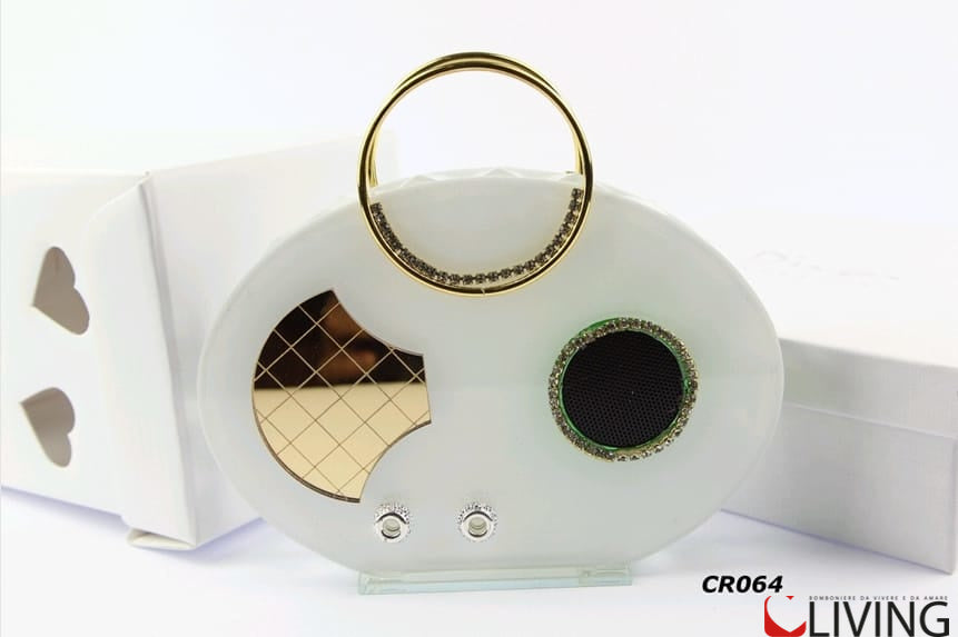 bomboniera borsa ovale vetro cassa bluetooth