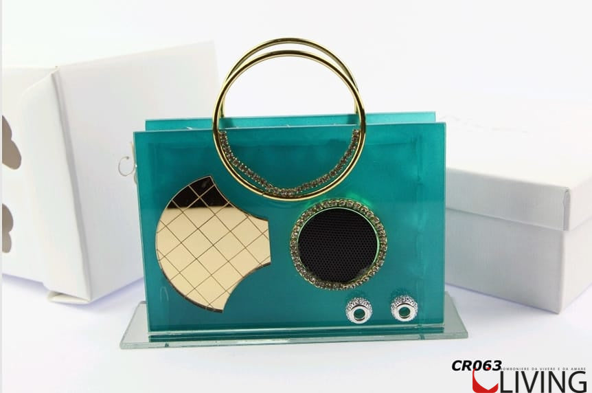 bomboniera borsa rettangolare con cassa bluetooth