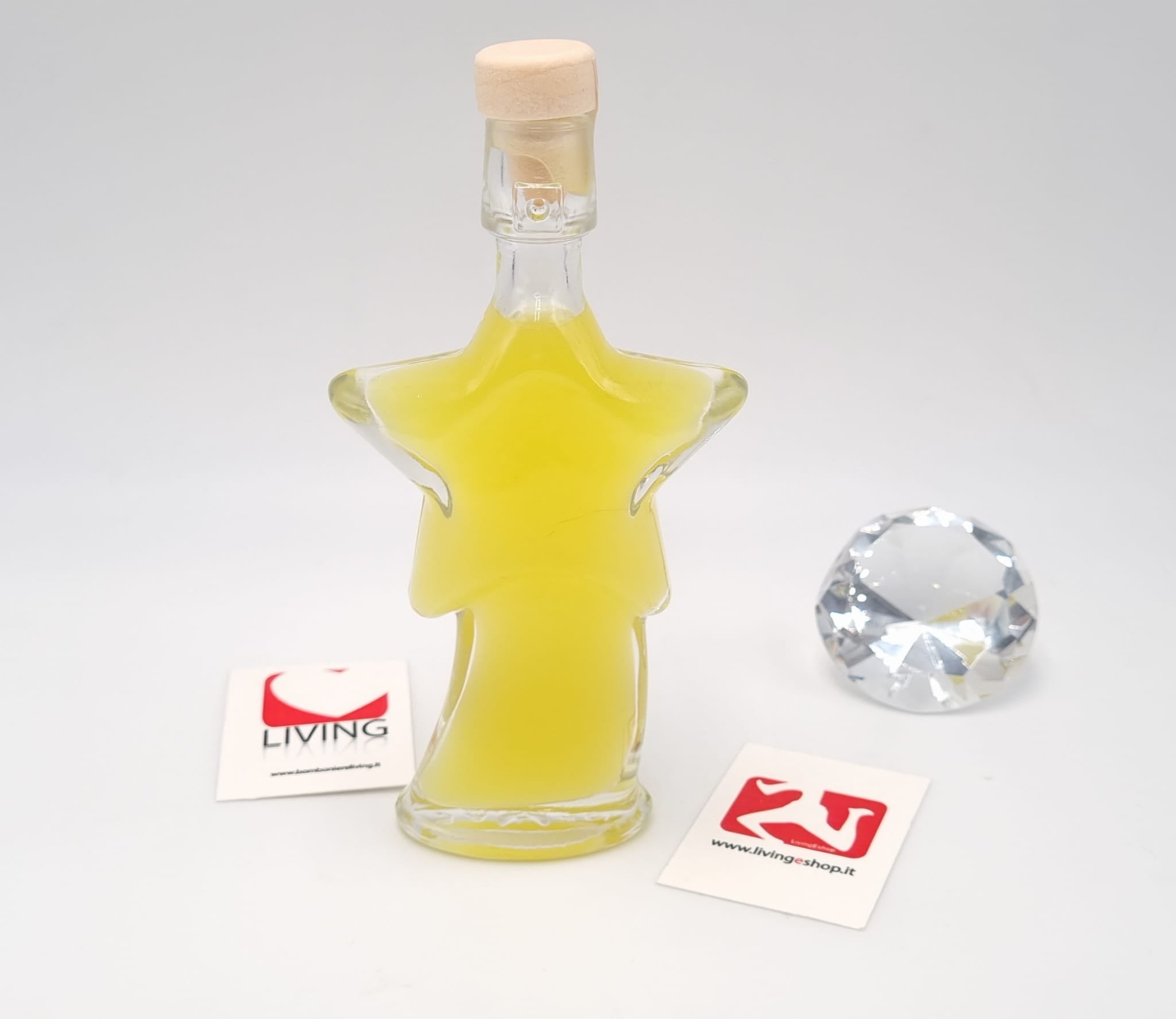Bomboniera In Vetro Bottiglia A Forma Di Stella Con Liquore Al Limone