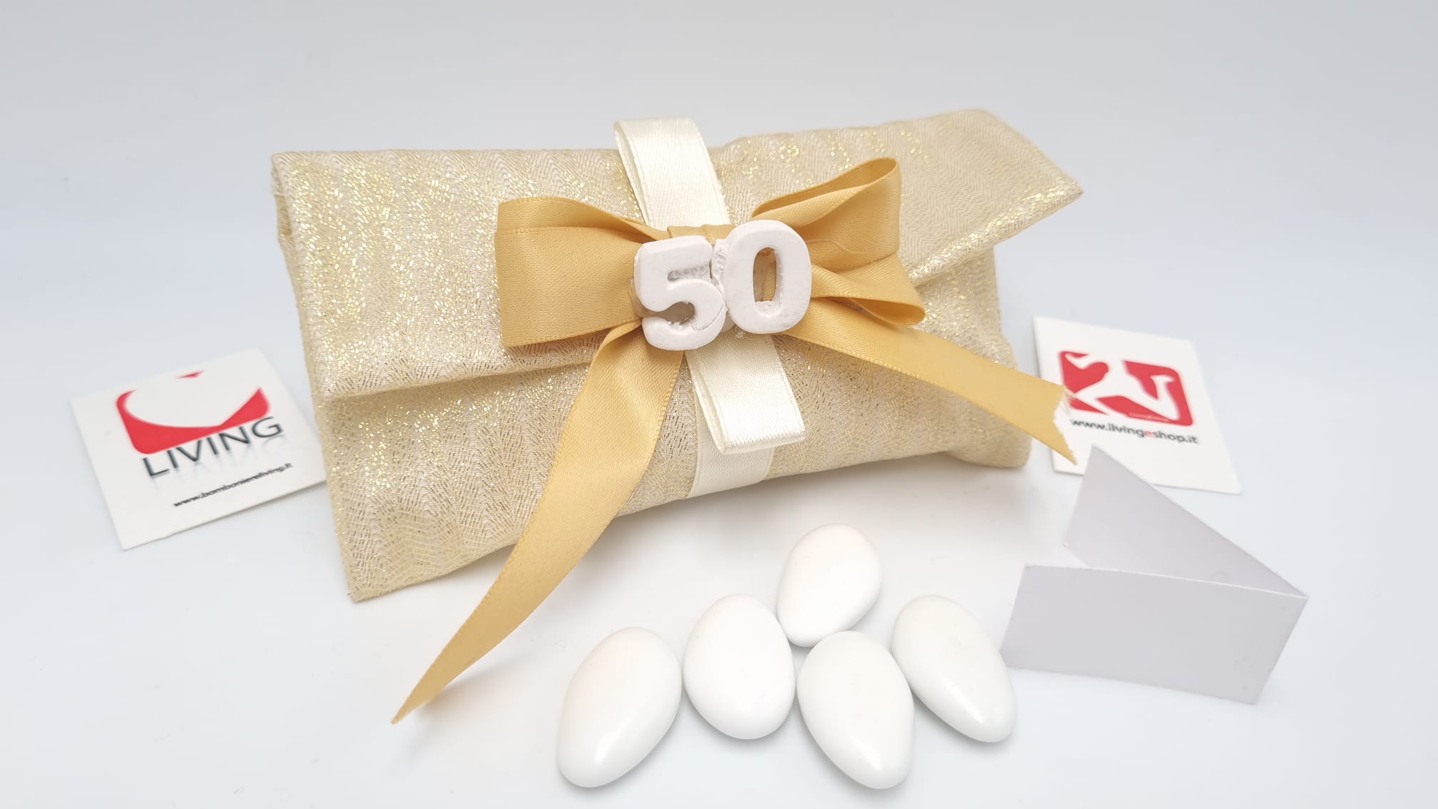 Busta Lettere In Tessuto Glitterato Oro
