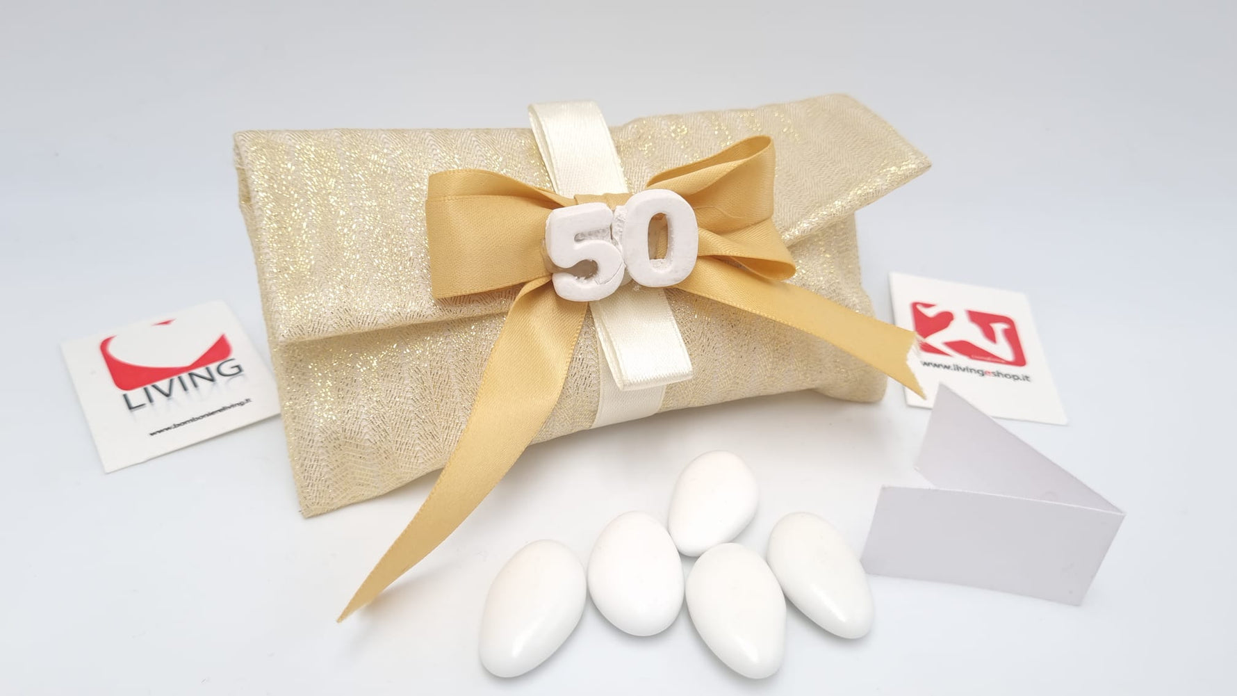 Busta Lettere In Tessuto Glitterato Oro