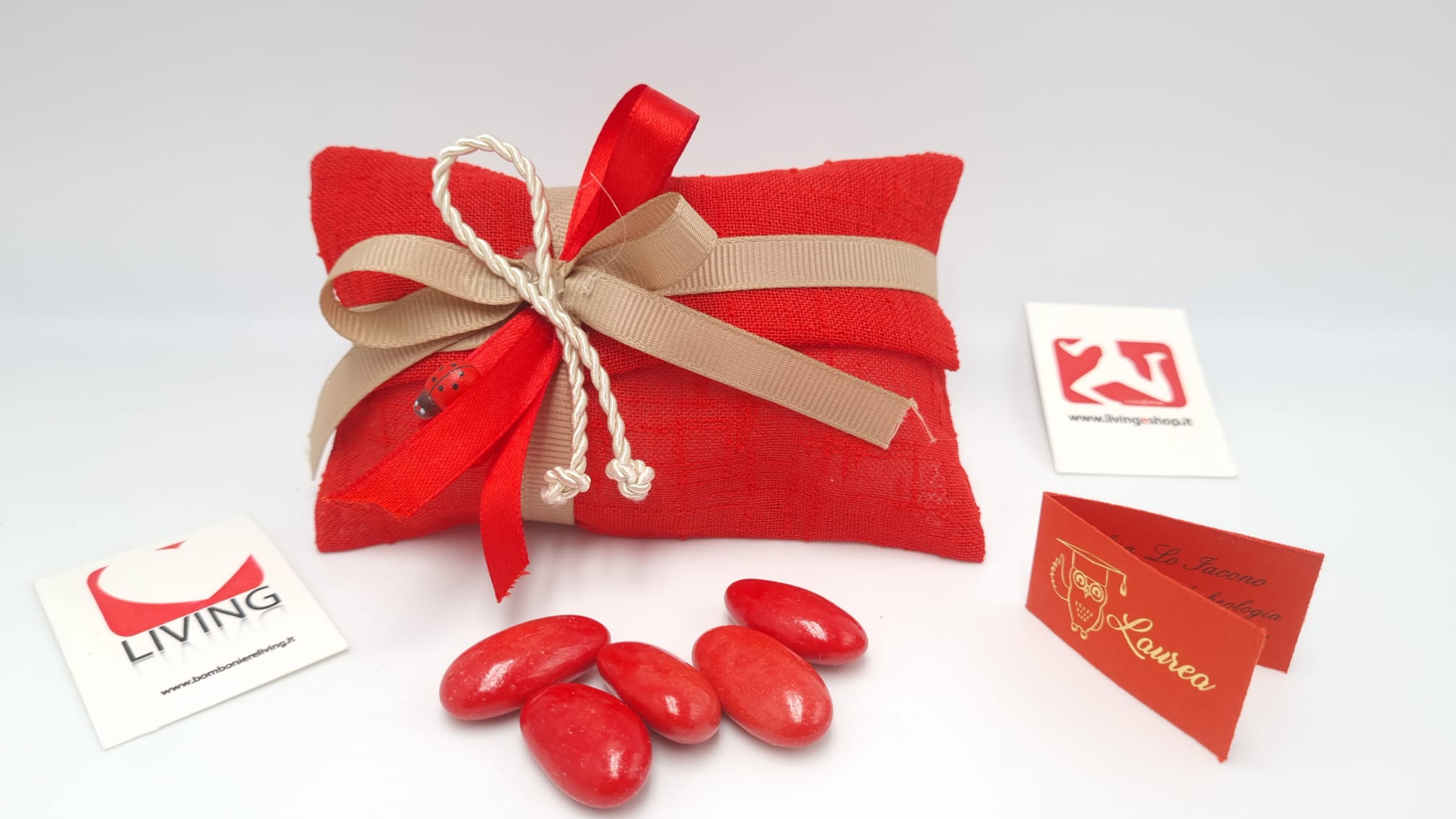 Sacchetto Laurea busta  lettere tessuto rosso