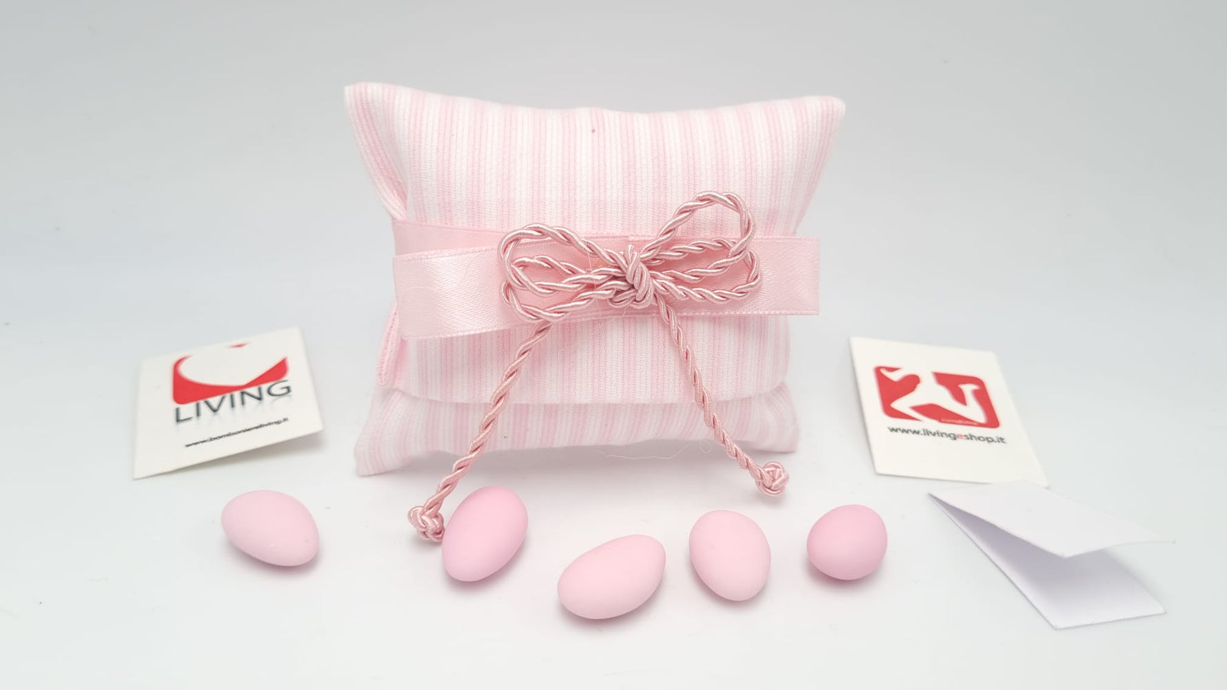 Sacchetto nascita e battesimo busta righe rosa