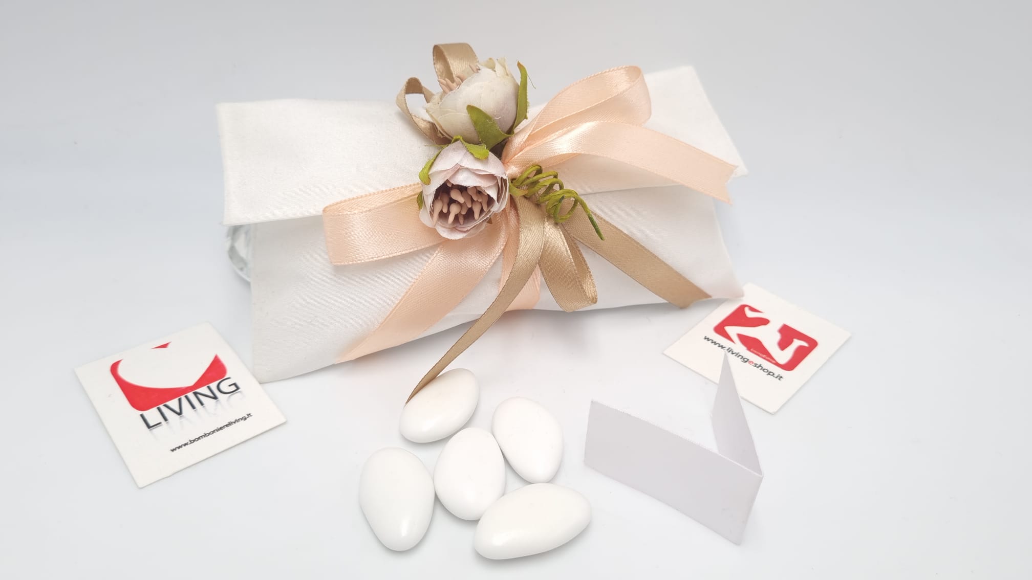 Busta Lettere Pochette In Taffetà Avorio
