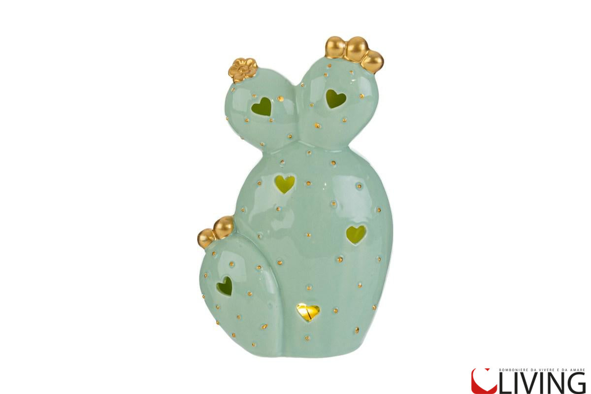 bomboniera cactus porcellana con luce led