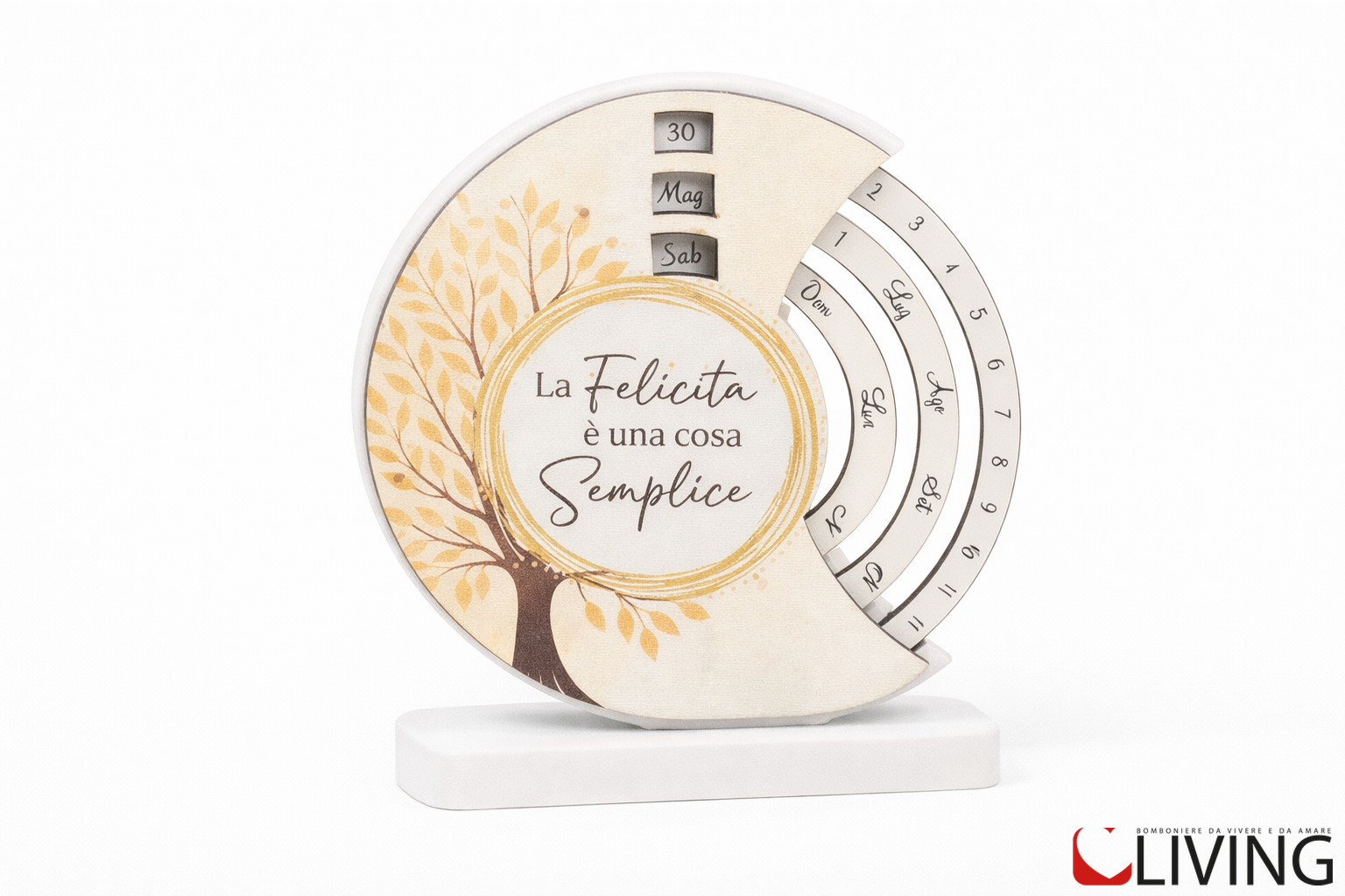 bomboniera calendario perpetuo con albero della vita linea calendar