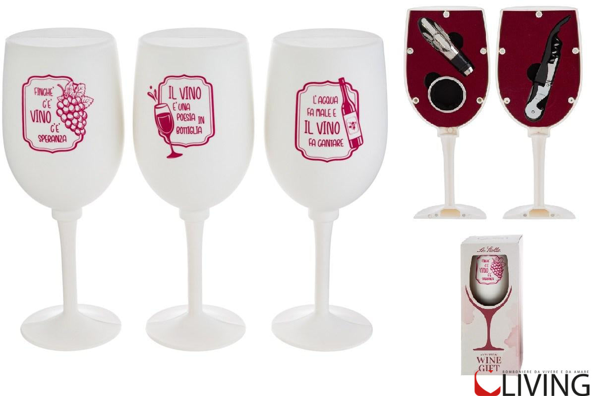 bomboniera calice con 3 accessori vino