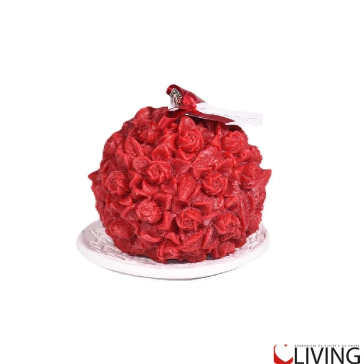 bomboniera candela sfera rose con piattino