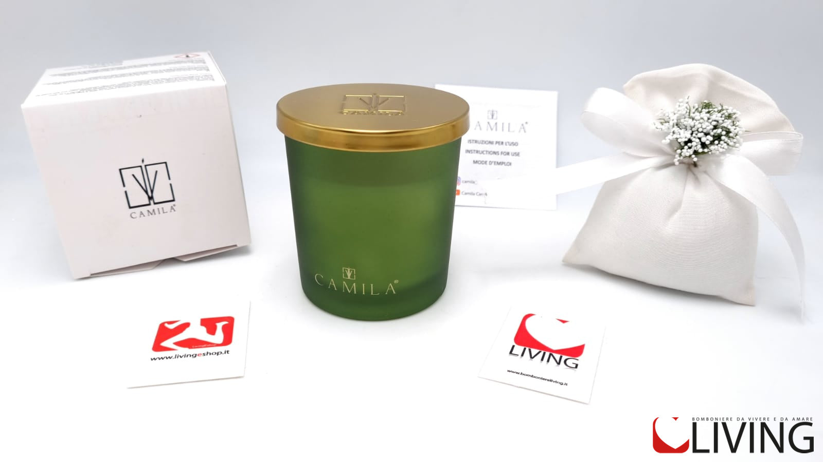 candela agrumi e coriandolo barattolo verde satinato