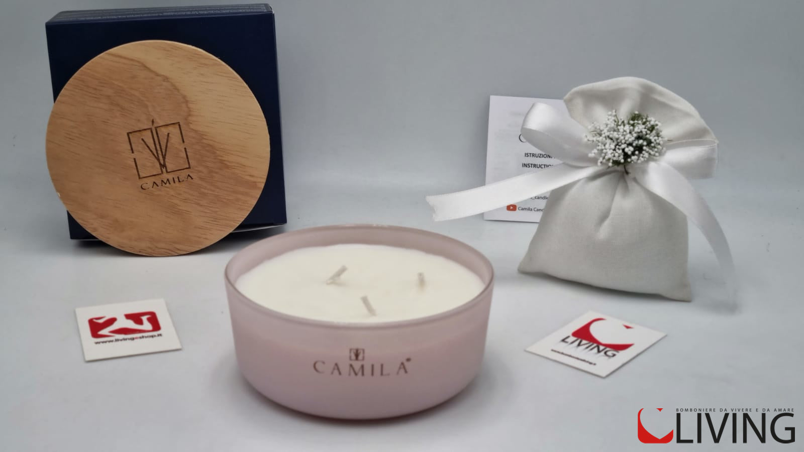 candela alla pesca & cassis in barattolo di vetro rosa cipria