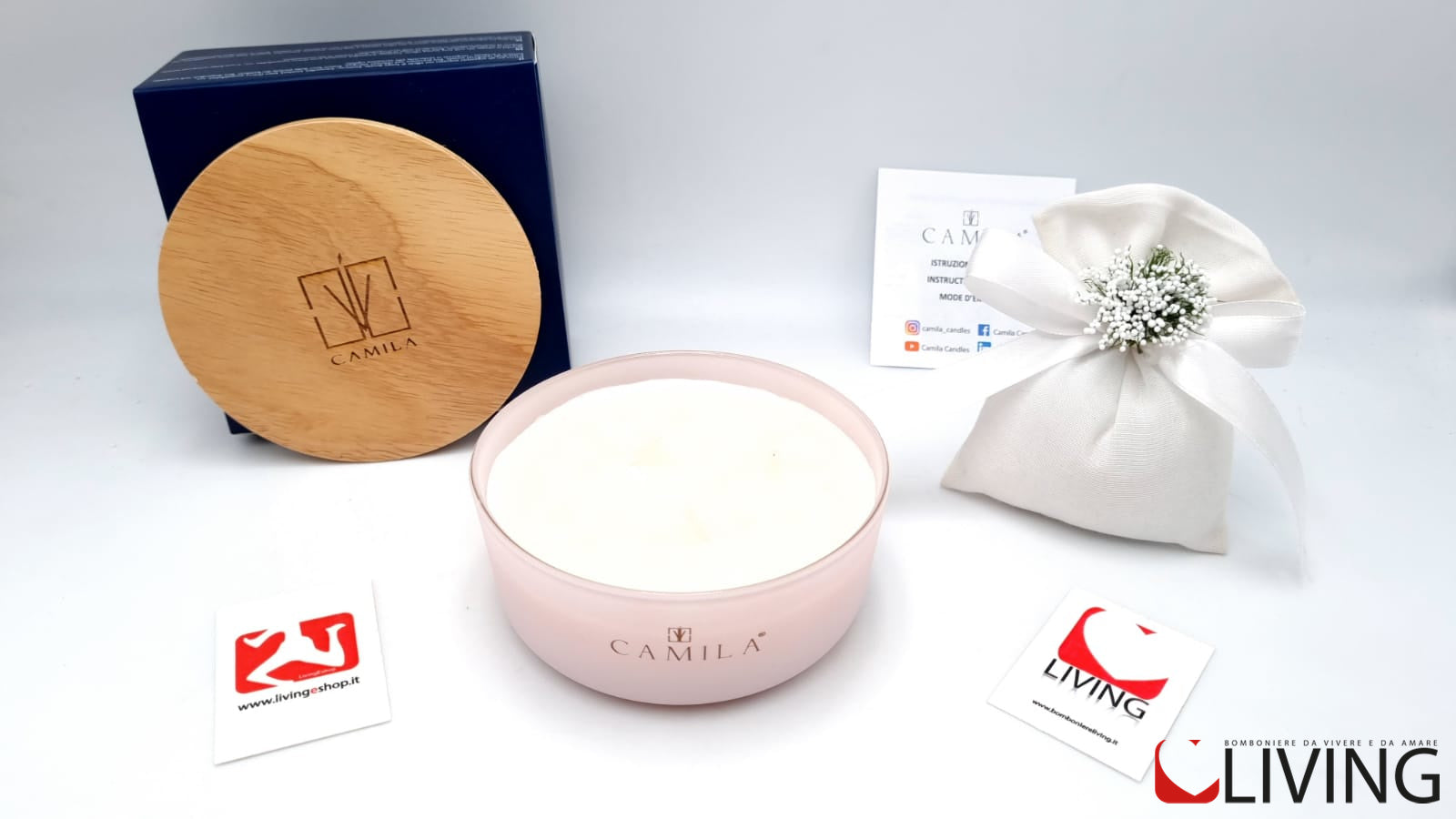 candela alla pesca & cassis in barattolo di vetro rosa cipria