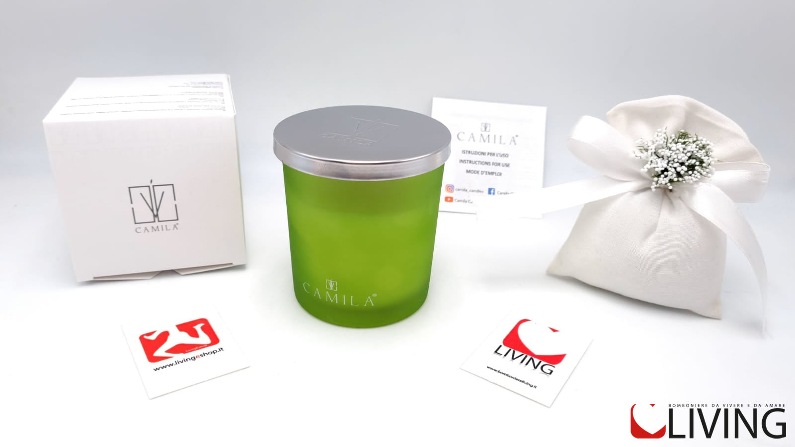 candela aloe capri barattolo verde satinato