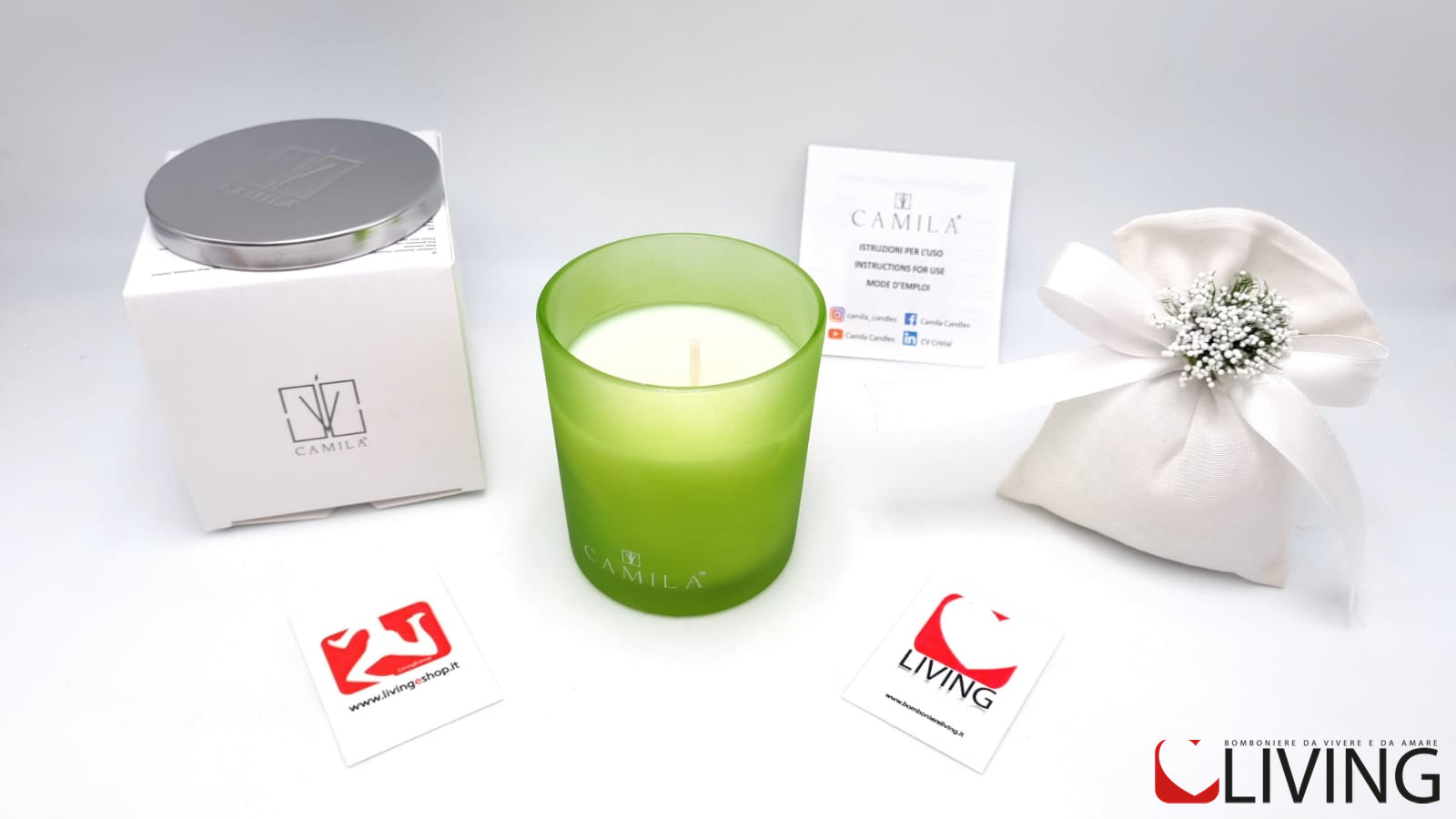 candela aloe capri barattolo verde satinato