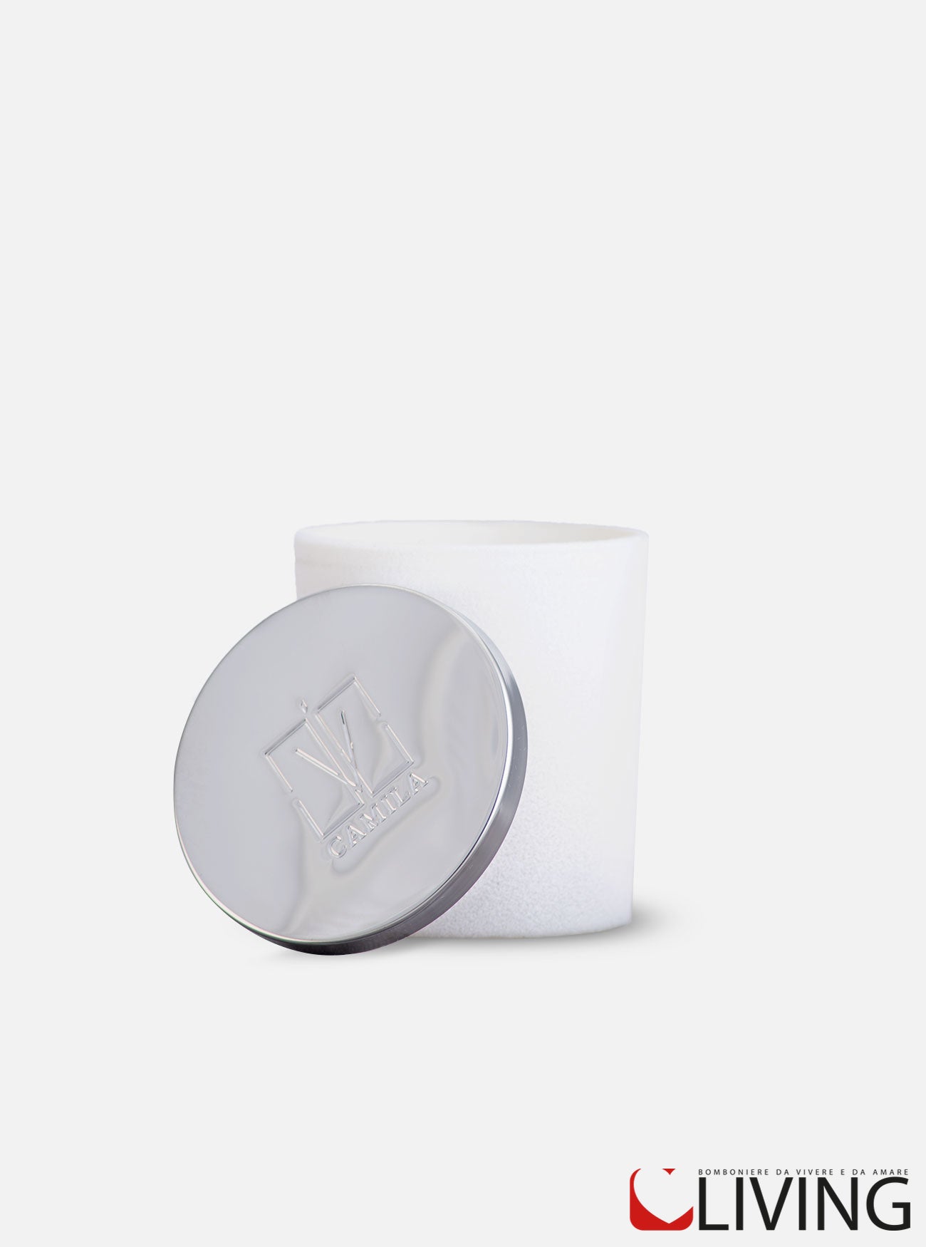 candela aloe vera barattolo velluto bianco