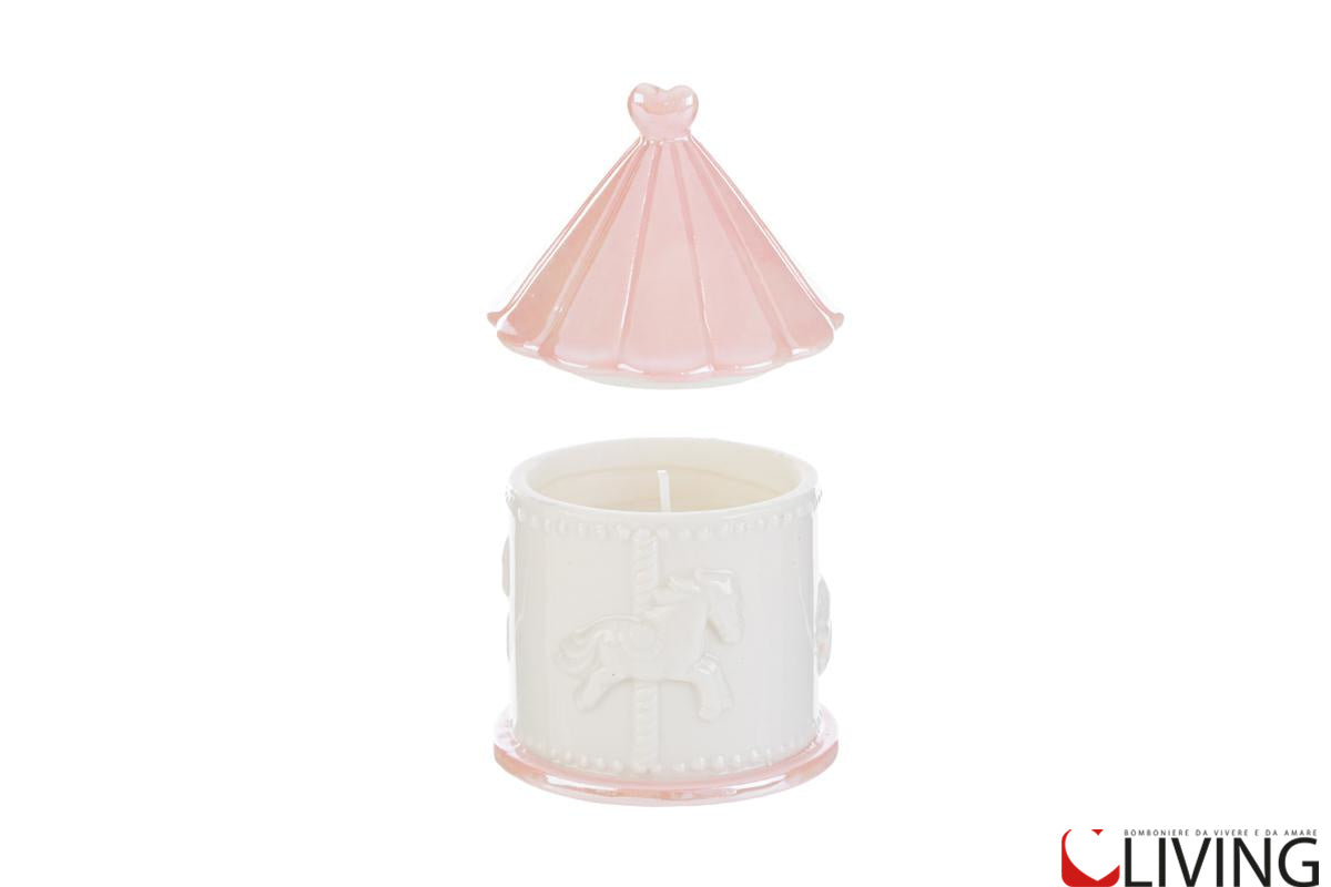 bomboniera candela di soia giostrina rosa