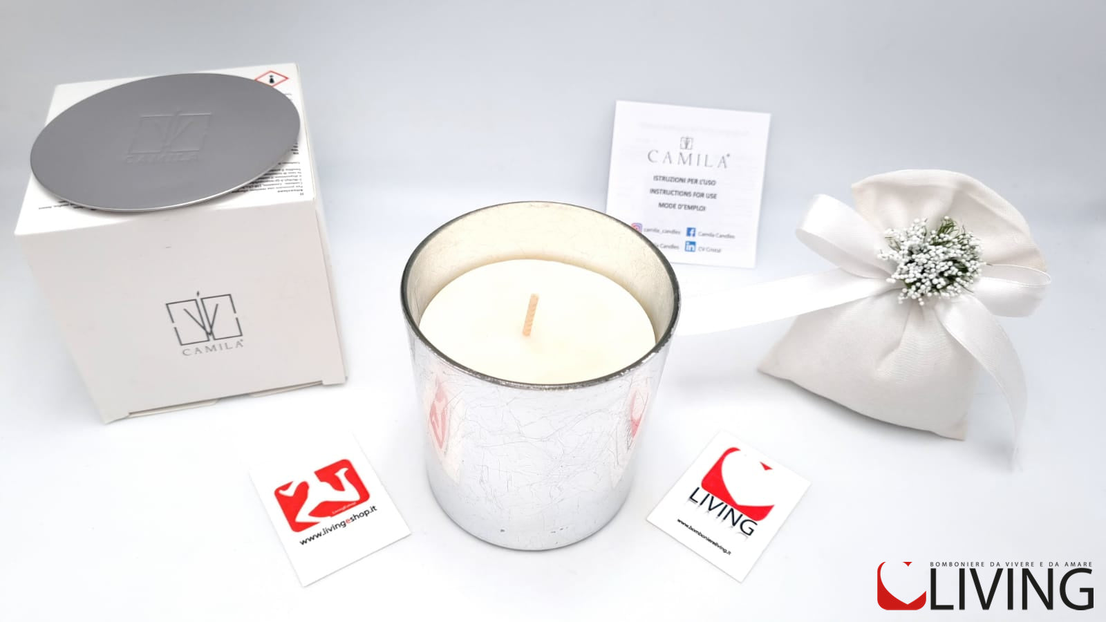 candela fichi e mandorle barattolo foglia argento