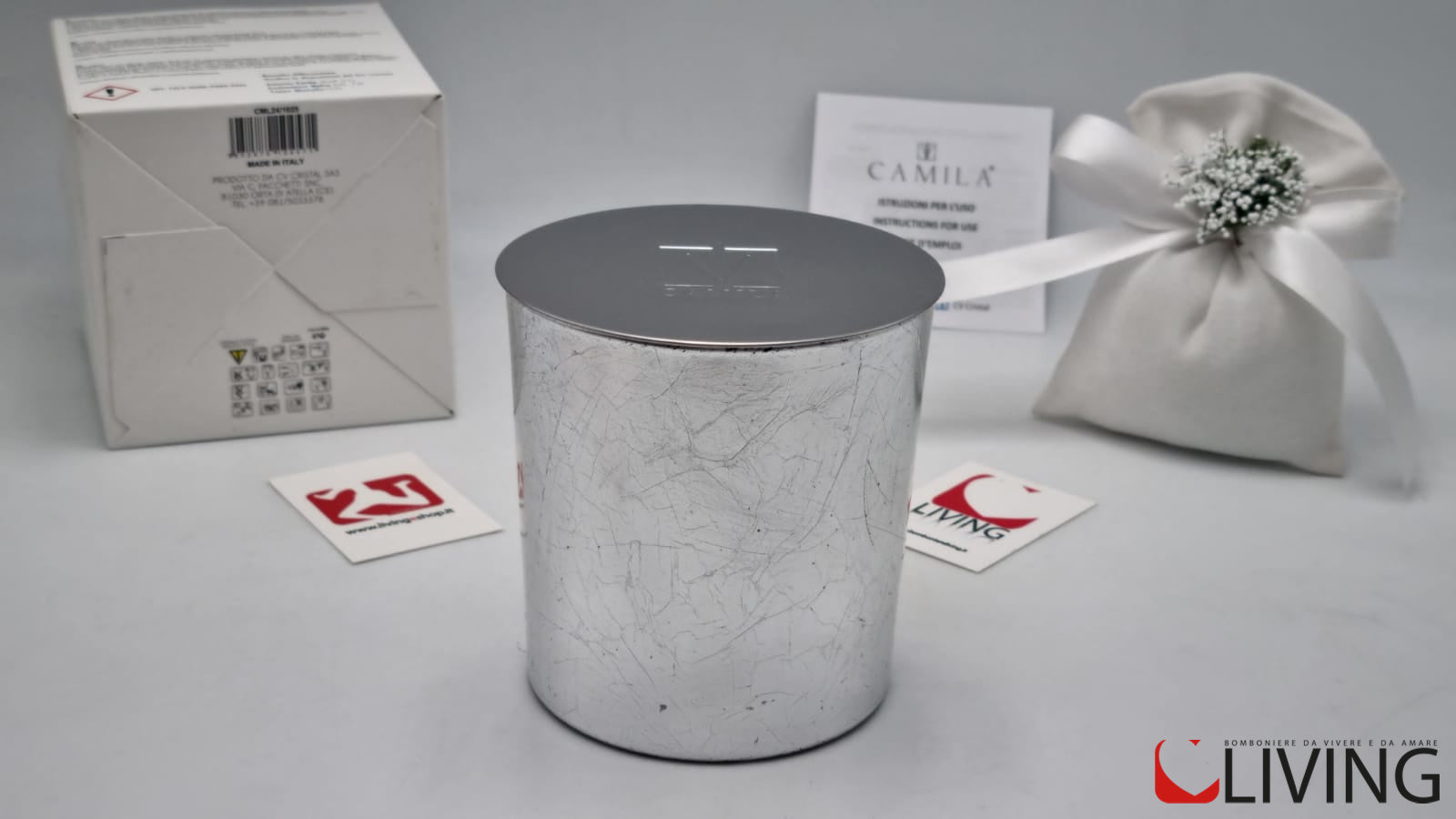 candela fichi e mandorle barattolo foglia argento