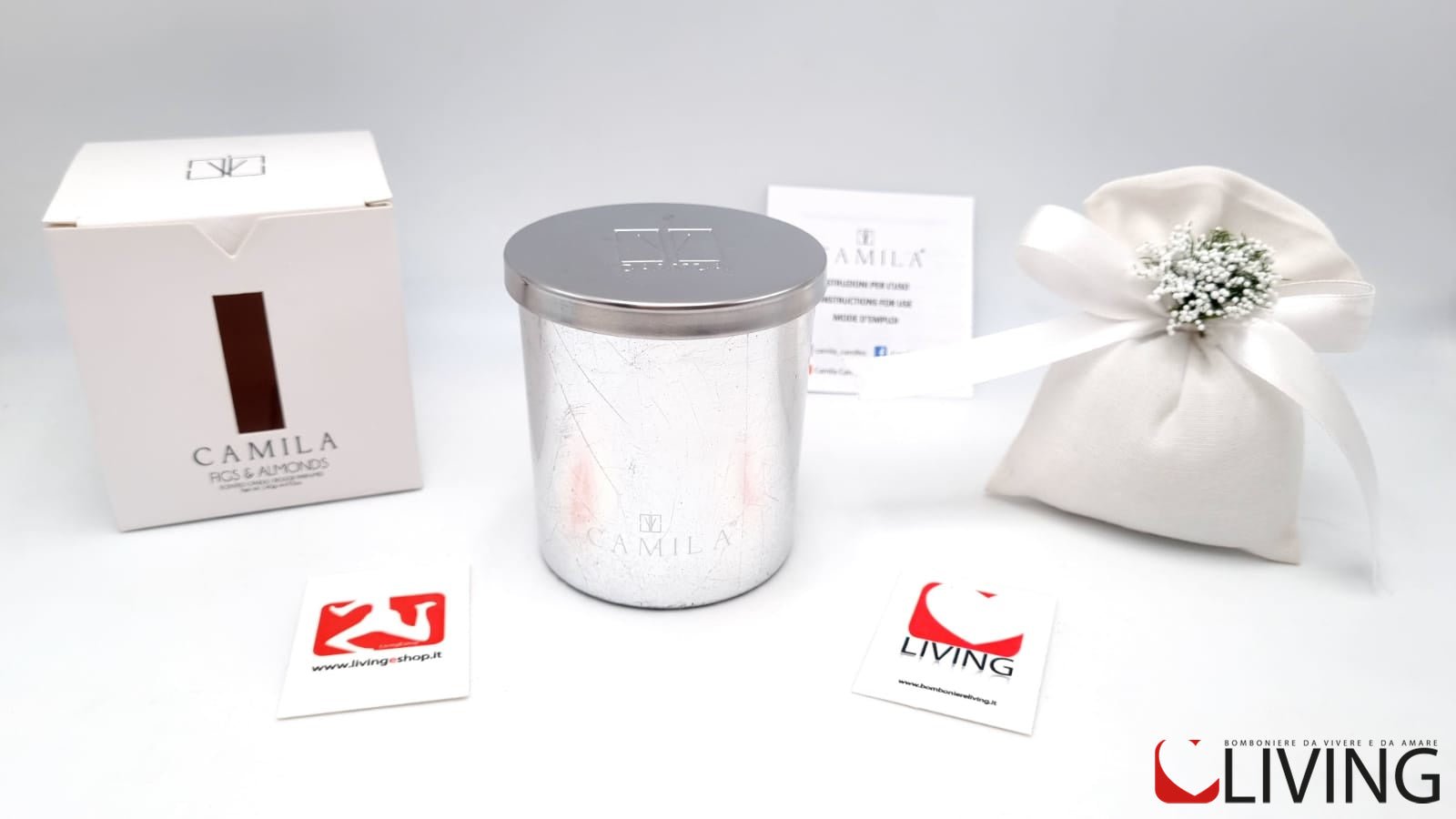 candela fichi e mandorle barattolo foglia argento