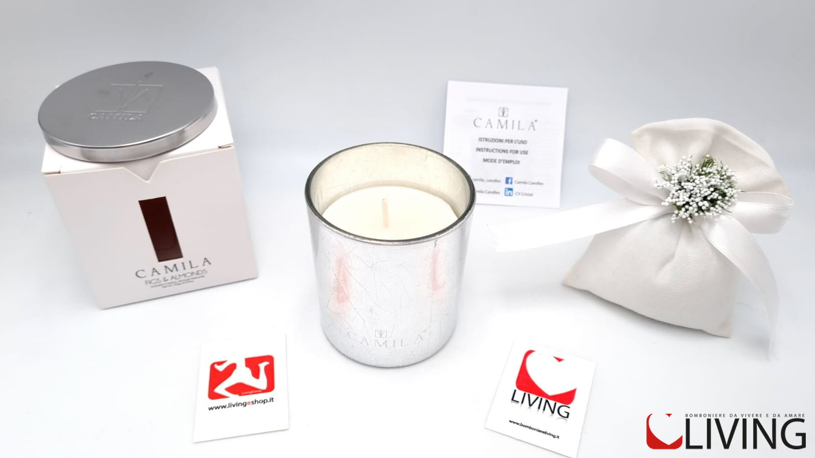 candela fichi e mandorle barattolo foglia argento