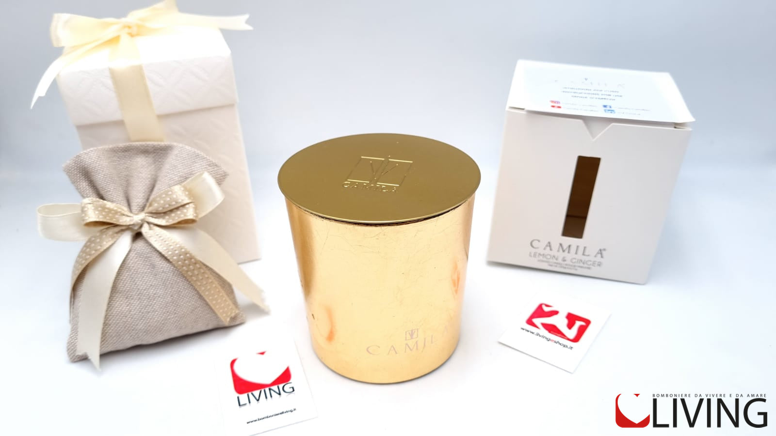 candela foglia oro fragranza limone e zenzero