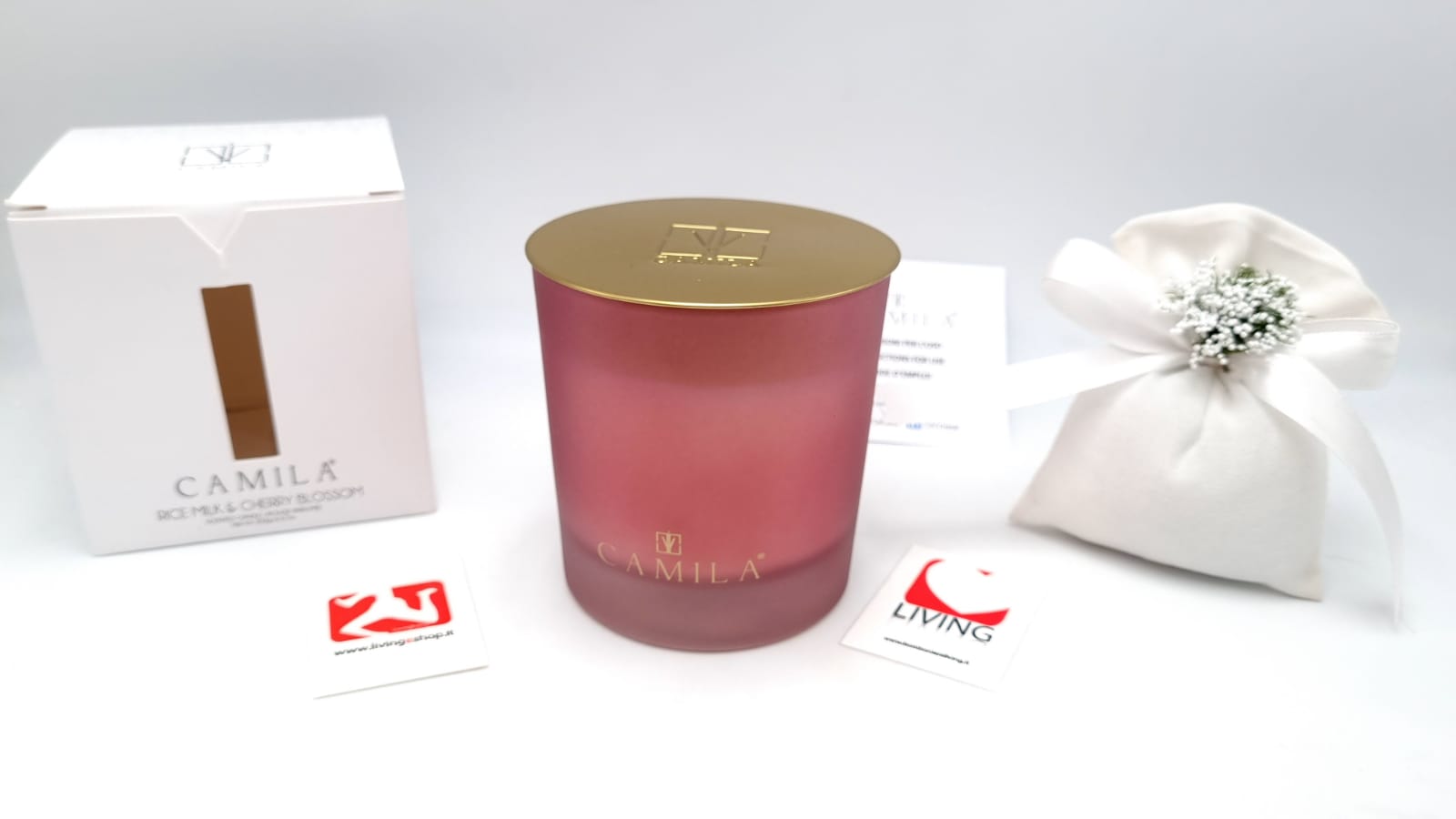 candela fragranza latte di riso e fiori di ciliegio barattolo amaranto