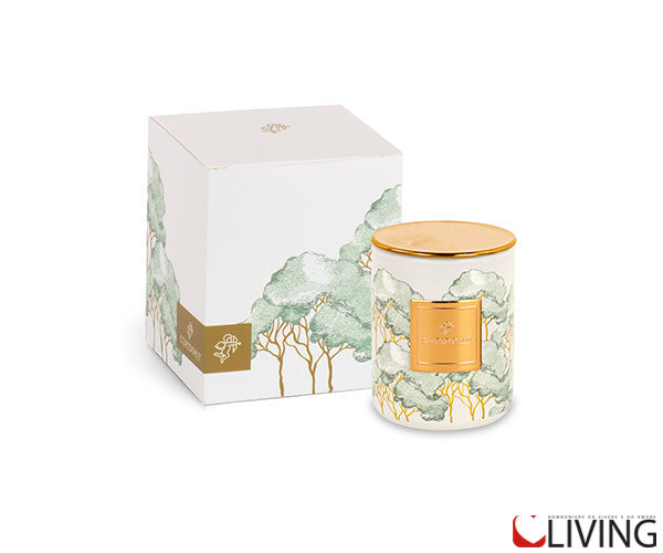 bomboniera candela linea intrecci verde 6×8