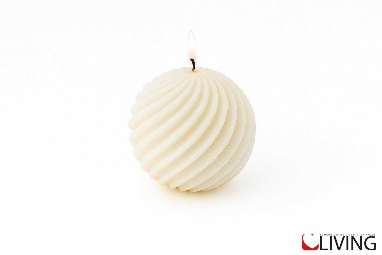 bomboniera candela grande spirale white rigata