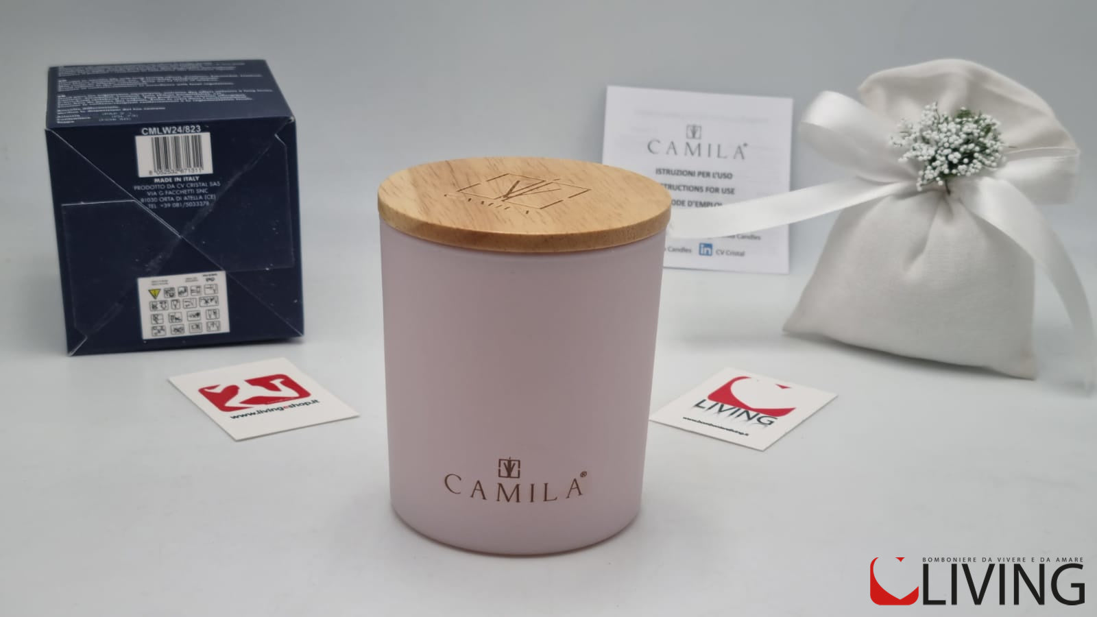 candela profumo pesca e cassis barattolo cipria