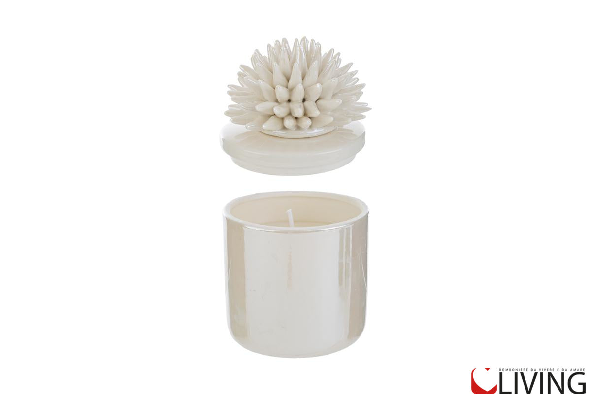 bomboniera candela scatola corallo porcellana bianca