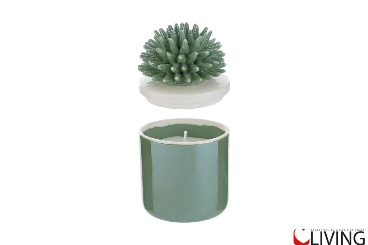 bomboniera candela scatola corallo porcellana verde