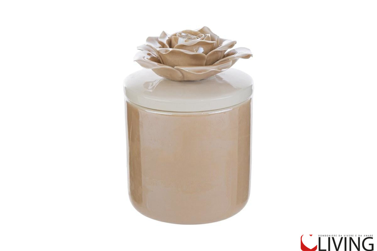 bomboniera candela scatola porcellana beige
