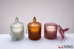 bomboniera candela luxury grande in vetro intagliato con nappina