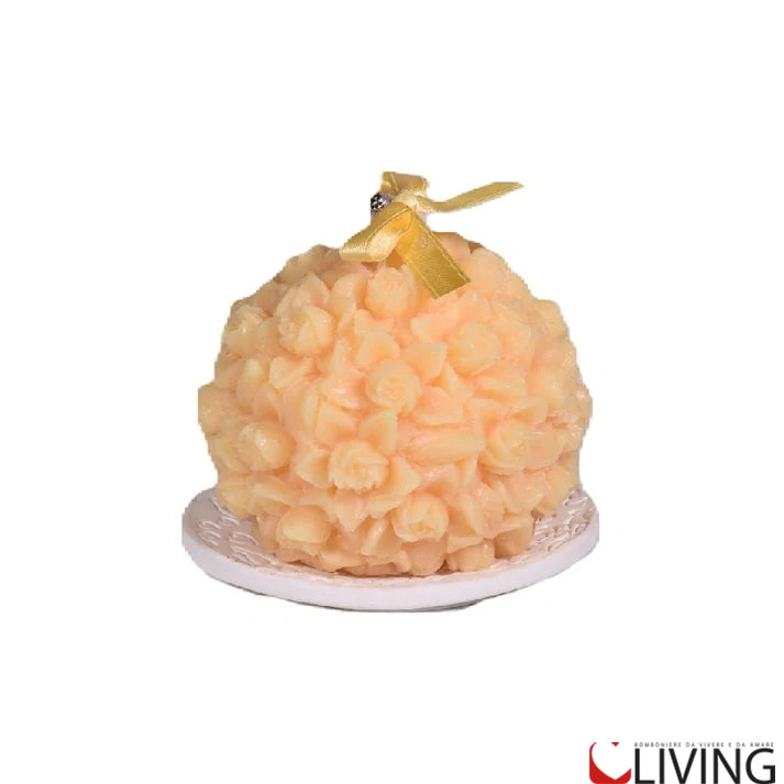 bomboniera candela sfera rose con piattino