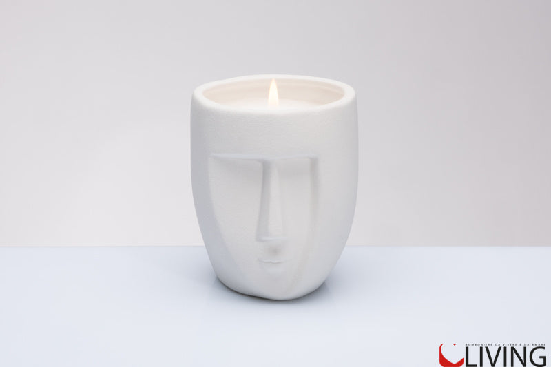 bomboniera candela porcellana viso uomo