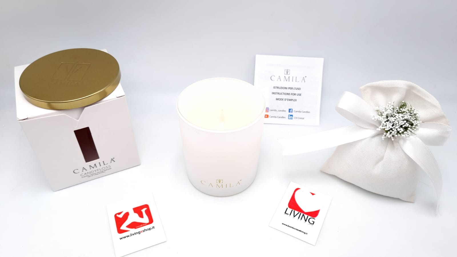 candela zucchero filato barattolo bianco opaco