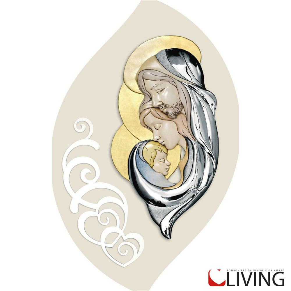 capezzale sacra famiglia verticale ceramicata e argento