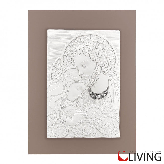 capezzale sacra famiglia verticale in legno e marmorino