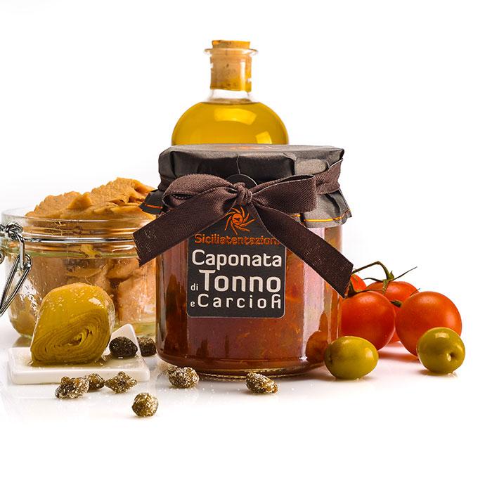 bomboniera gastronomica caponata di tonno e carciofi 300 gr.