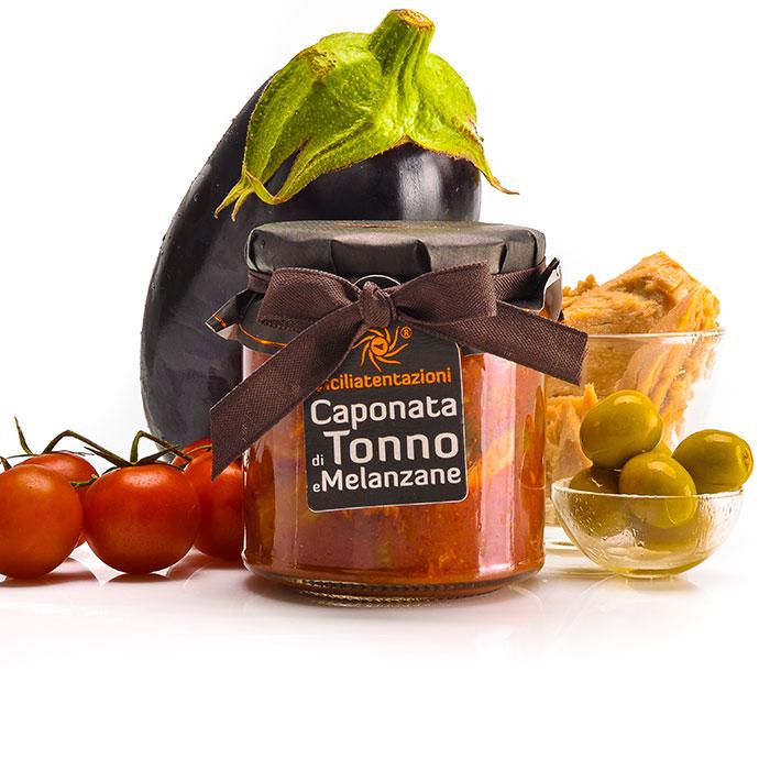bomboniera gastronomica caponata di tonno e melanzane 300 gr.