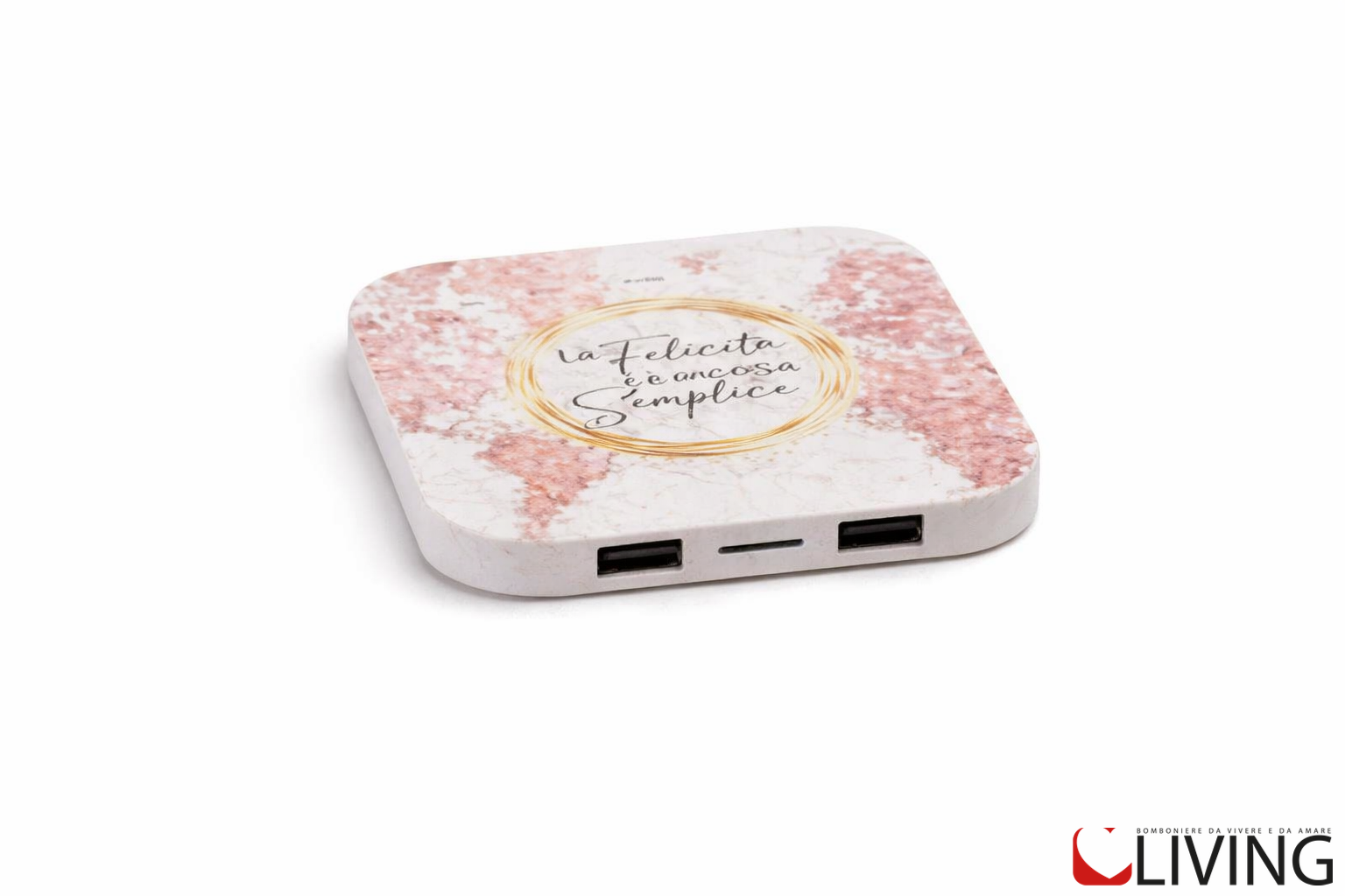 bomboniera caricabatterie wireless e usb cartina geografica linea encantada