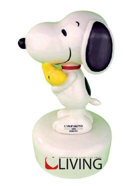 Bomboniera carillon in porcellana Snoopy e Woodstock
