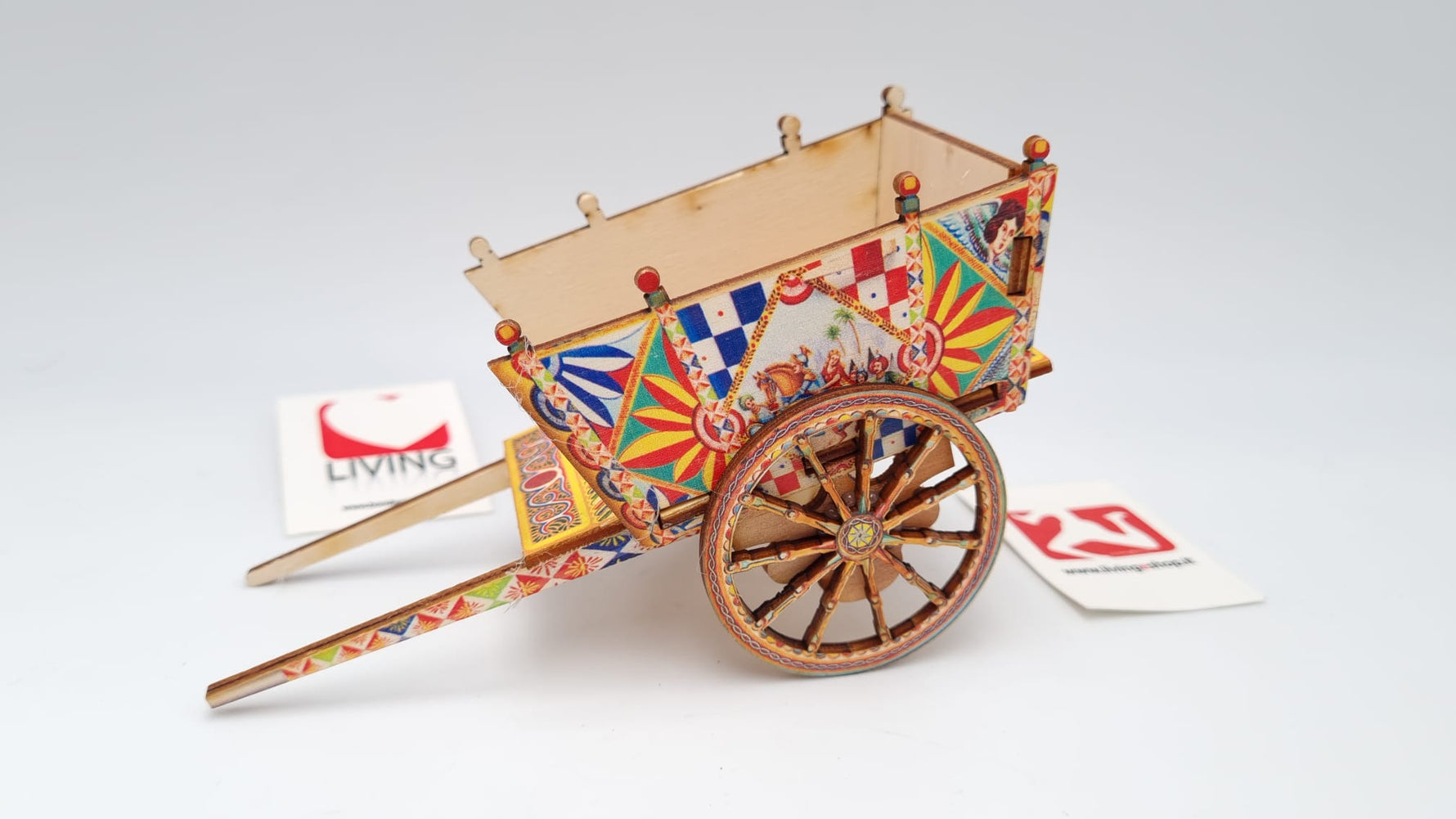 Carretto siciliano piccolo in legno stampato