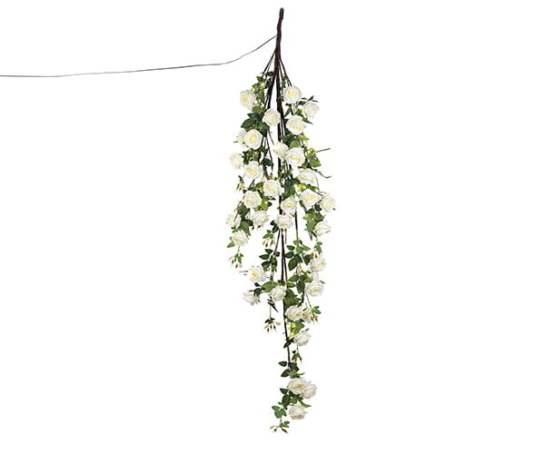 Addobbo matrimonio cascata rose bianche da appendere con 90 luci a led