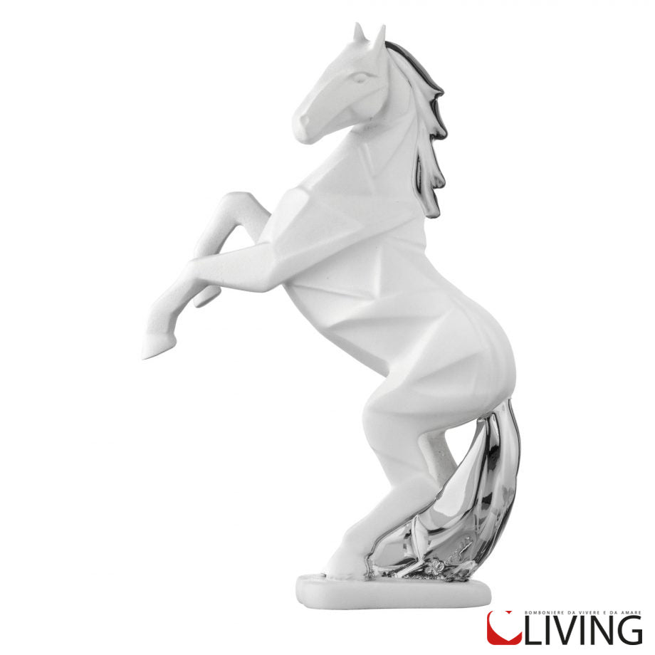 bomboniera cavallo rampante bianco e argento