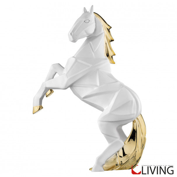 cavallo rampante medio bianco e oro