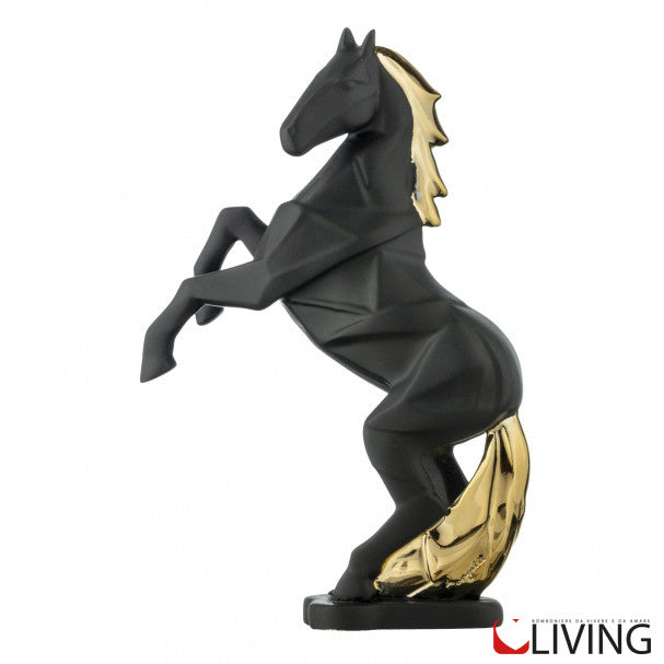 cavallo rampante medio nero e oro